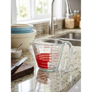 Vintage Pyrex 2 Cup Glass Measuring Cup Red Lettering 16oz 500ml Made in USA